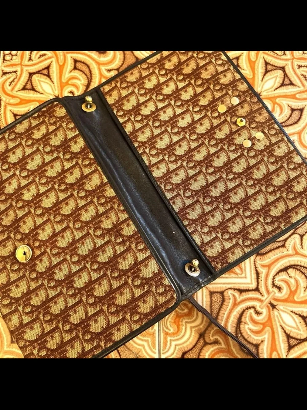 Dior Brown Monogram Canvas Crossbody Bag with Gold Hardware